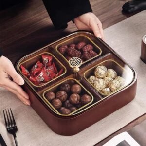 khay mứt khung gỗ 4 ngăn