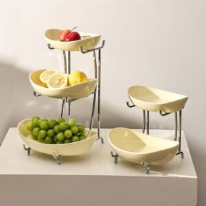 khay thuyền sứ vàng kem decor